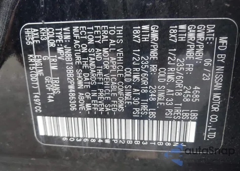 2023 Nissan Rogue Sv Intelligent Awd from USA, damaged, VIN JN8BT3BB2PW486306